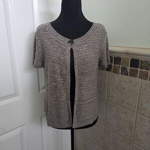 Chico's Taupe One Button Shrug Cottagecore Y2K Knit Sweater Size M/8